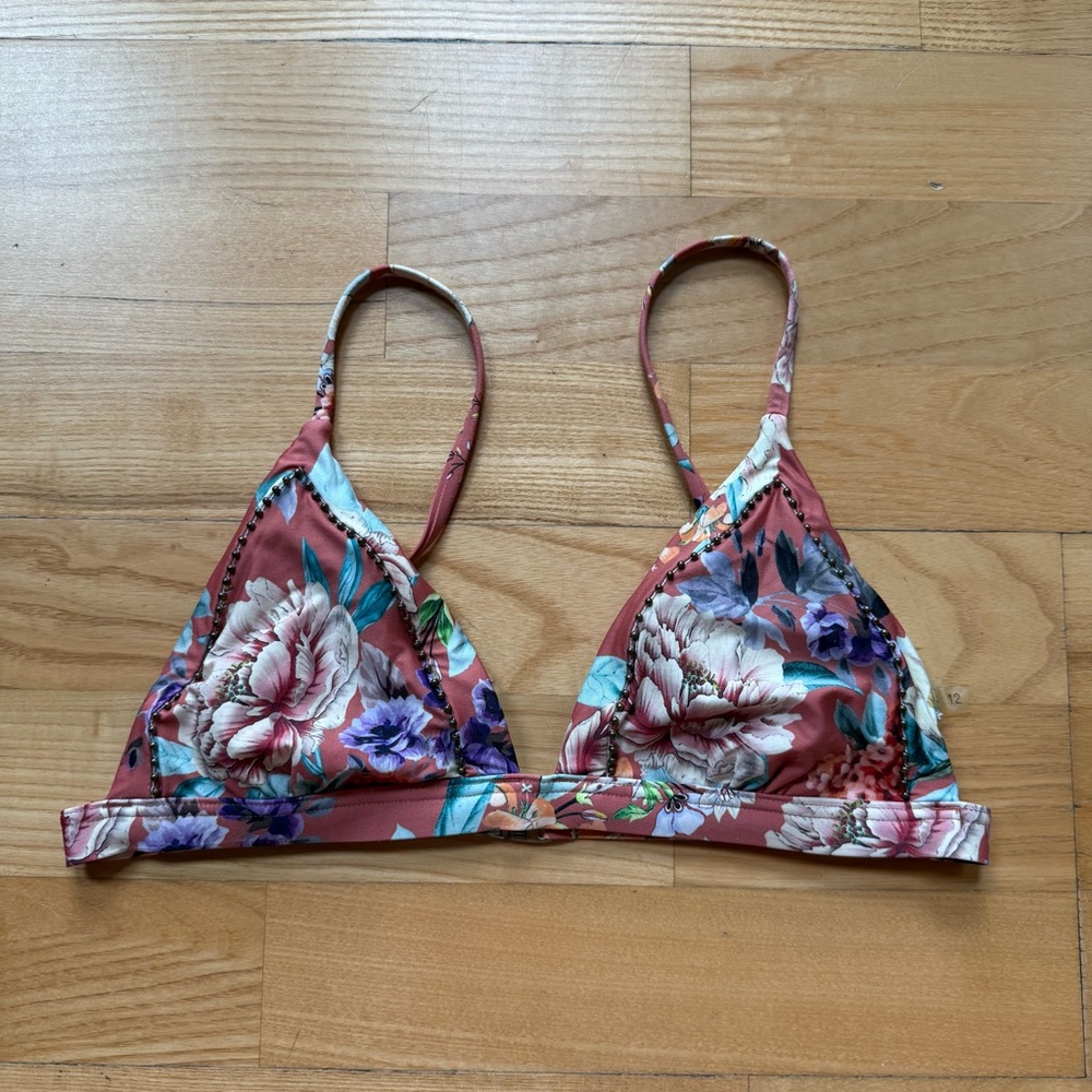Milea orange floral bikini top